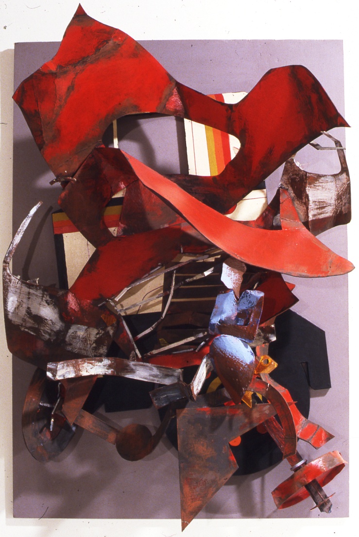 Fragmentation- Red Relief, 100X70  X60, mixed media on mdf, 1987, Athens